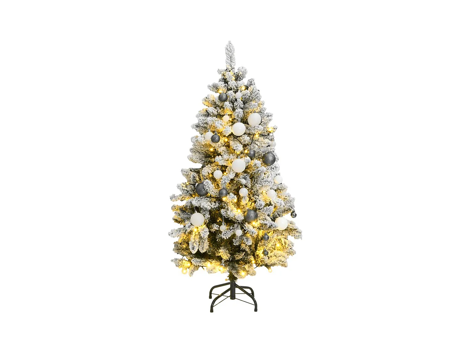 Kunstkerstboom met scharnieren 150 LED en kerstballen 120 cm