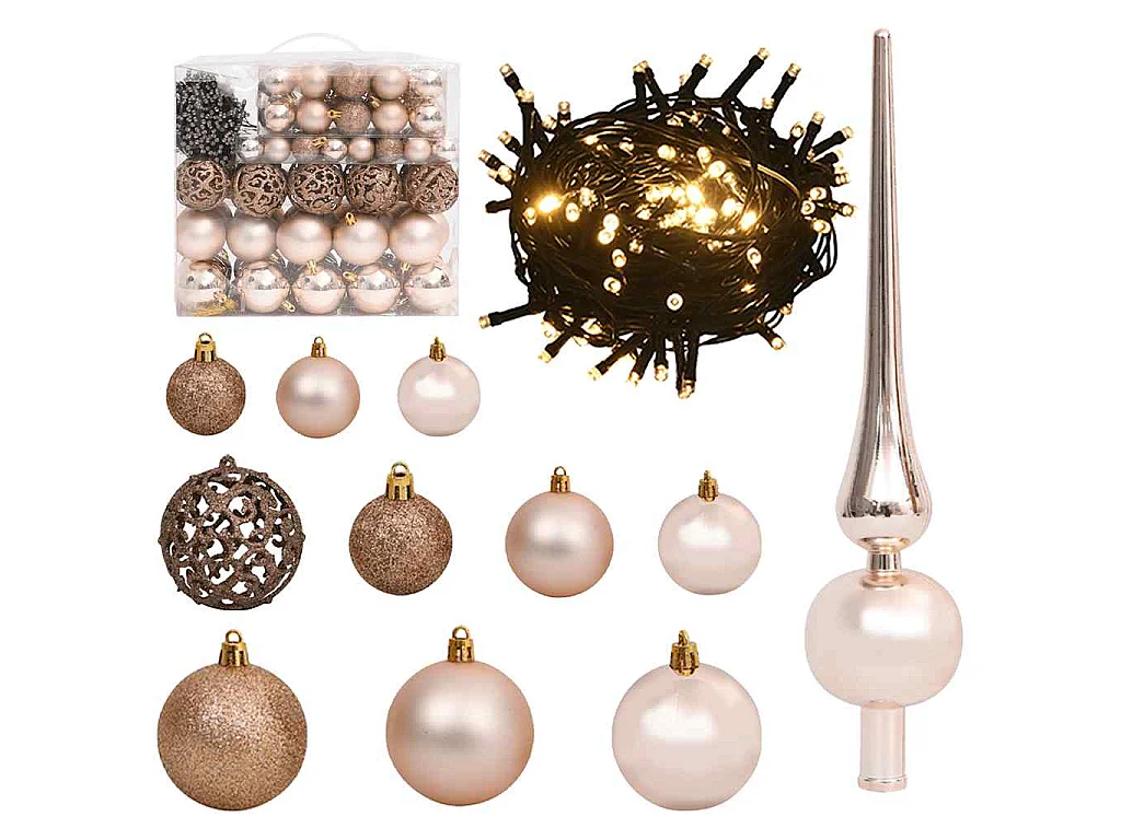Künstlicher Weihnachtsbaum Klappbar 300 LEDs & Kugeln 270 cm