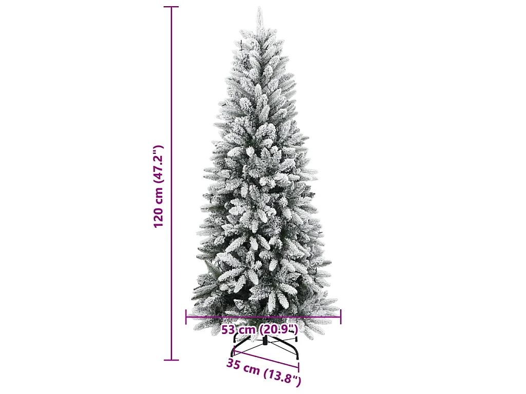 Kunstkerstboom met 150 LED's en sneeuw 120 cm