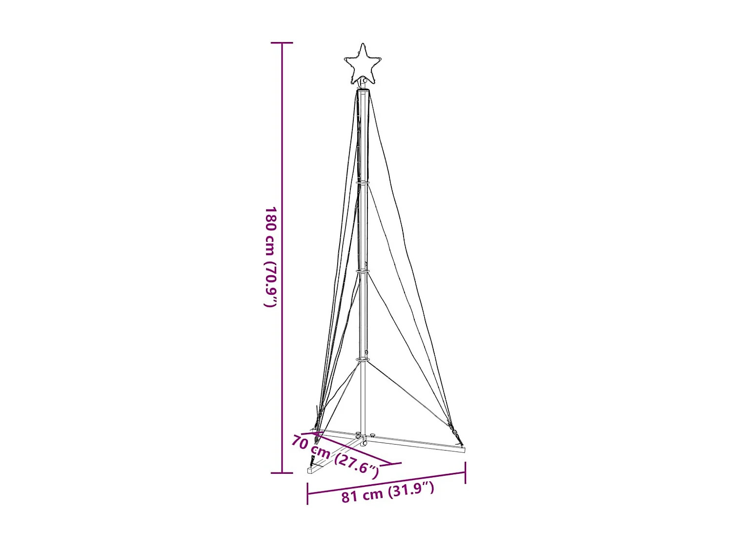LED-kerstboom 363 LEDs kleurrijk 182 cm