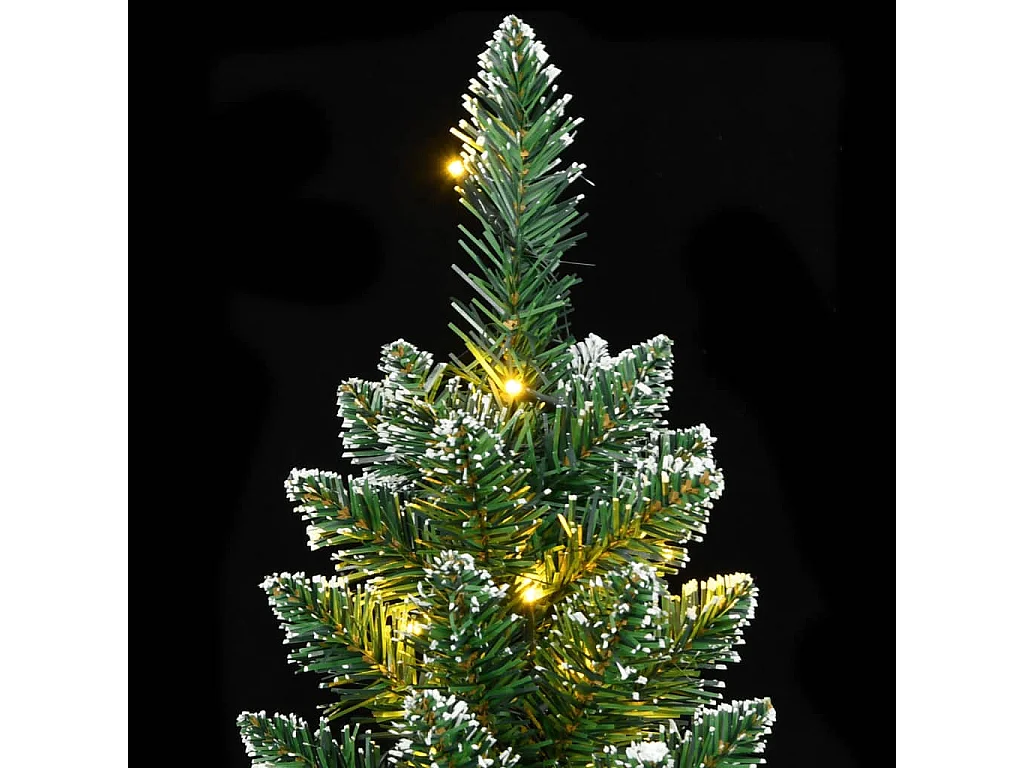 Árbol de Navidad artificial estrecho con 300 LEDs 180 cm
