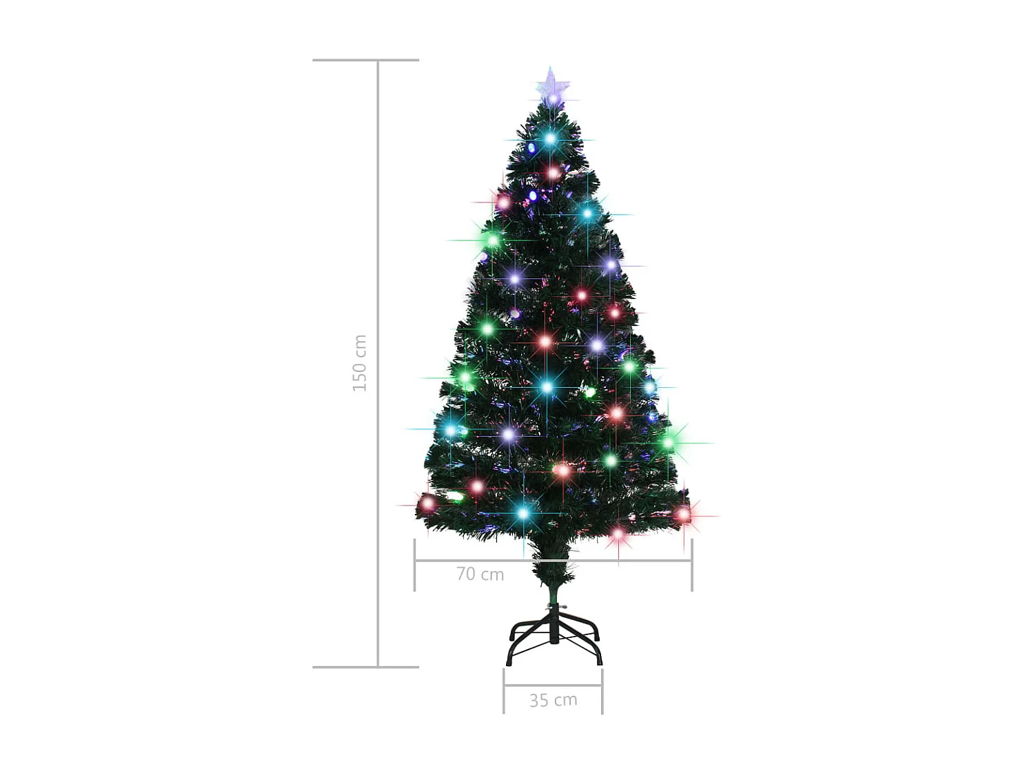 Vorbeleuchteter Weihnachtsbaum mit Ständer und LED 150 cm Glasfaser