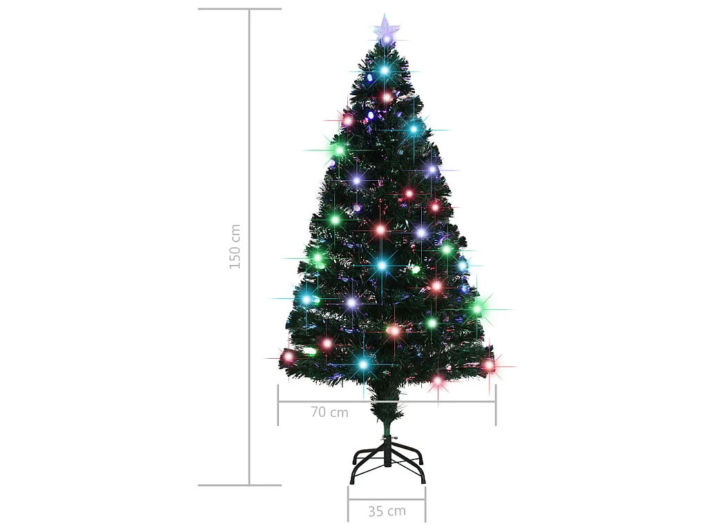 Árvore de Natal pré-iluminada c/ suporte e LED 150 cm fibra ótica