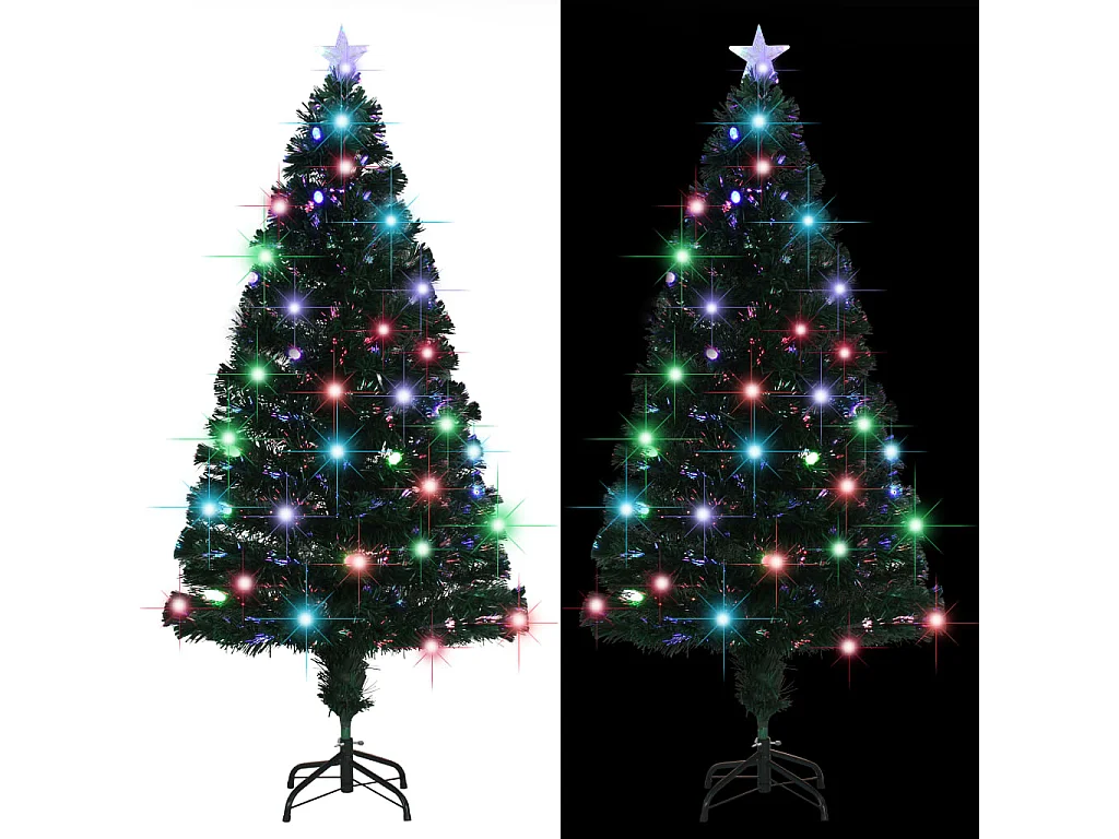 Árvore de Natal pré-iluminada c/ suporte e LED 150 cm fibra ótica