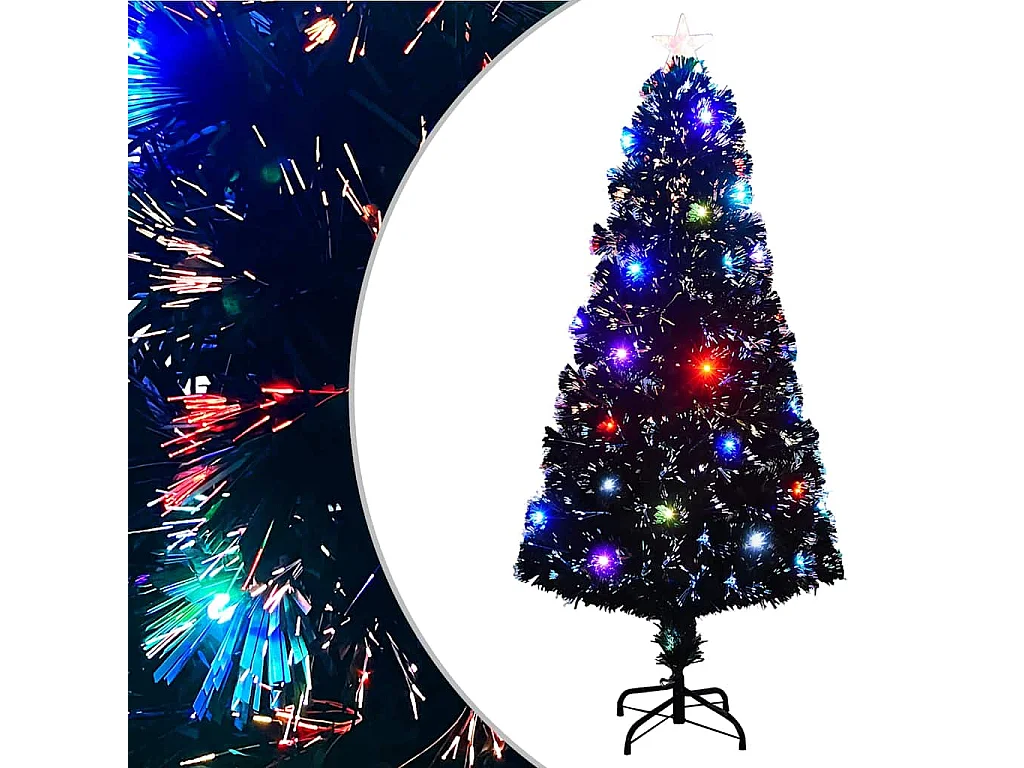Voorverlichte kerstboom met standaard en LED 150 cm glasvezel