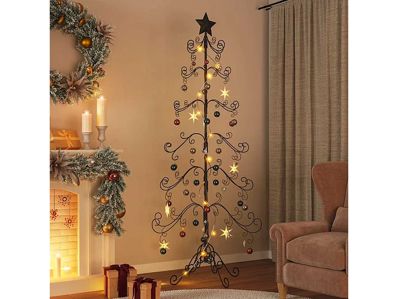 Arbre de Noël en métal pour décoration noir 215 cm