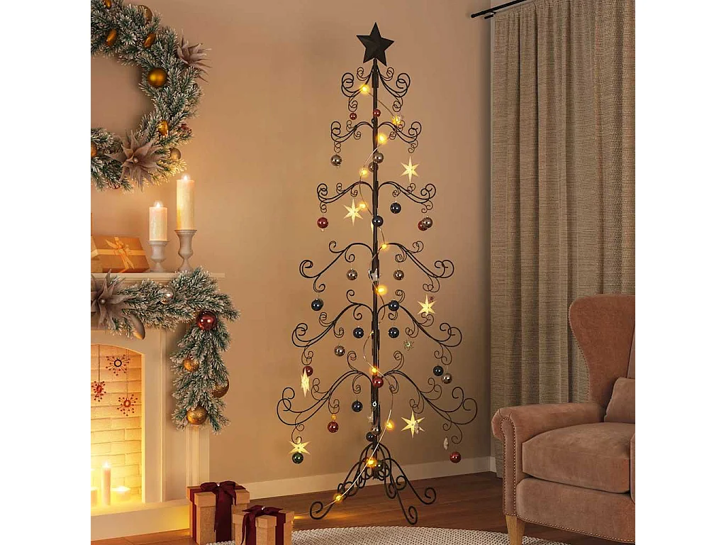 Arbre de Noël en métal pour décoration noir 215 cm