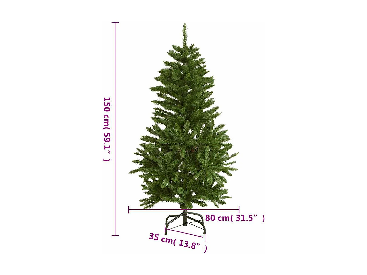Sapin de Noël artificiel articulé 150 LED et boules 150 cm