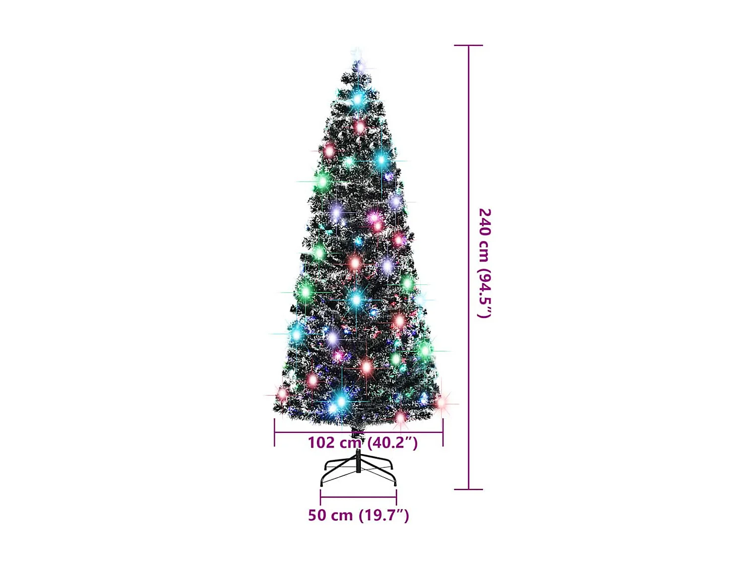 Vorbeleuchteter Weihnachtsbaum mit Ständer und LED 240 cm Glasfaser