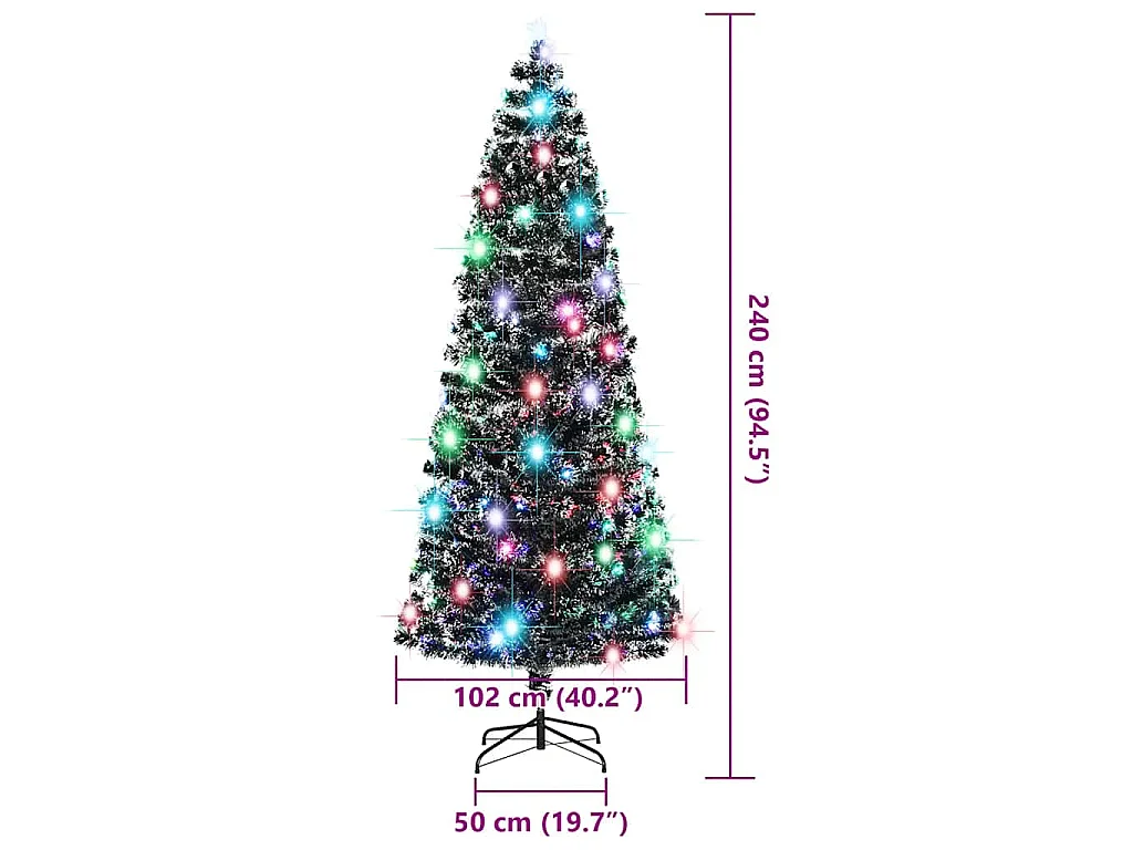 Voorverlichte kerstboom met standaard en LED 240 cm glasvezel