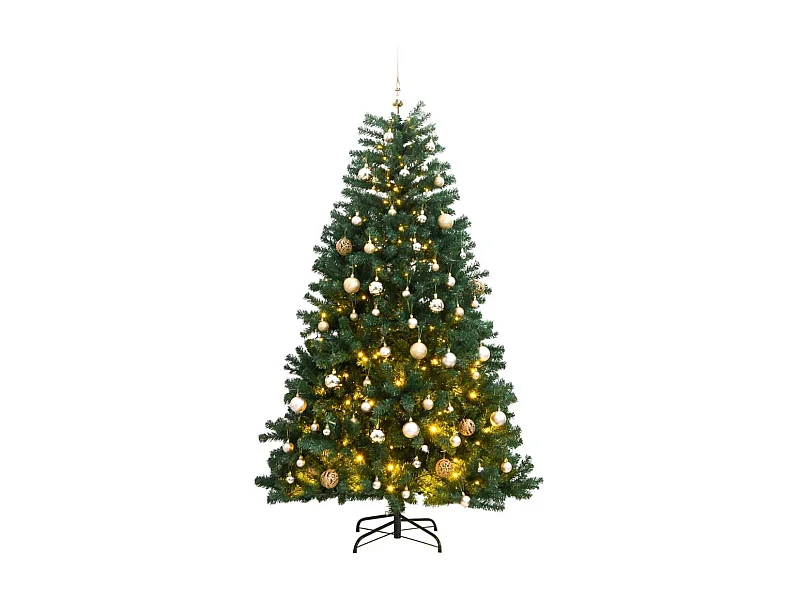 Künstlicher Weihnachtsbaum Klappbar 300 LEDs & Kugeln 180 cm