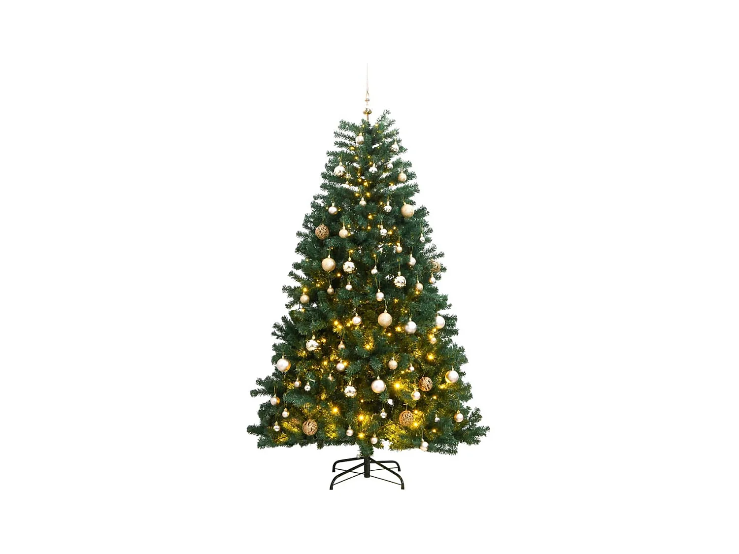 Künstlicher Weihnachtsbaum Klappbar 300 LEDs & Kugeln 180 cm