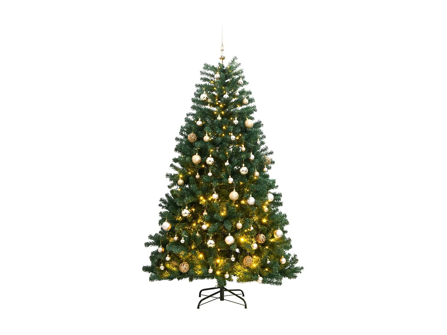 Árvore Natal artificial articulada c/ 300 luzes LED+bolas 180cm