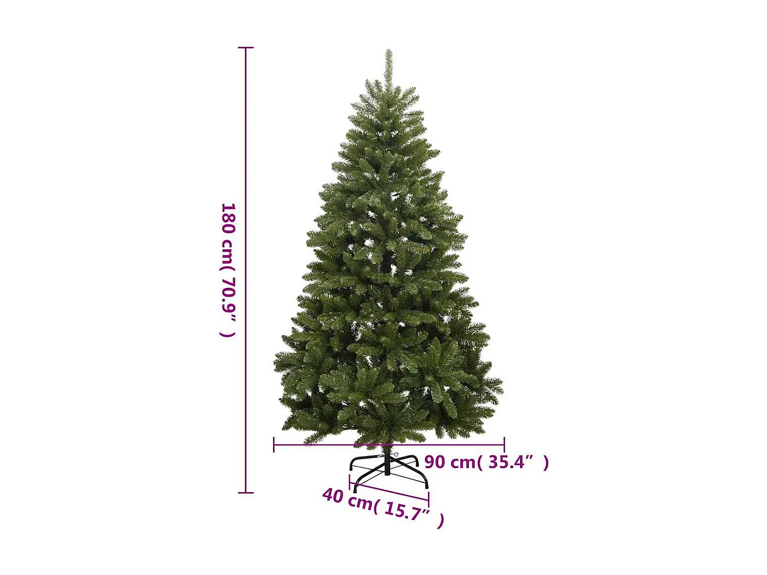 Árvore Natal artificial articulada c/ 300 luzes LED+bolas 180cm