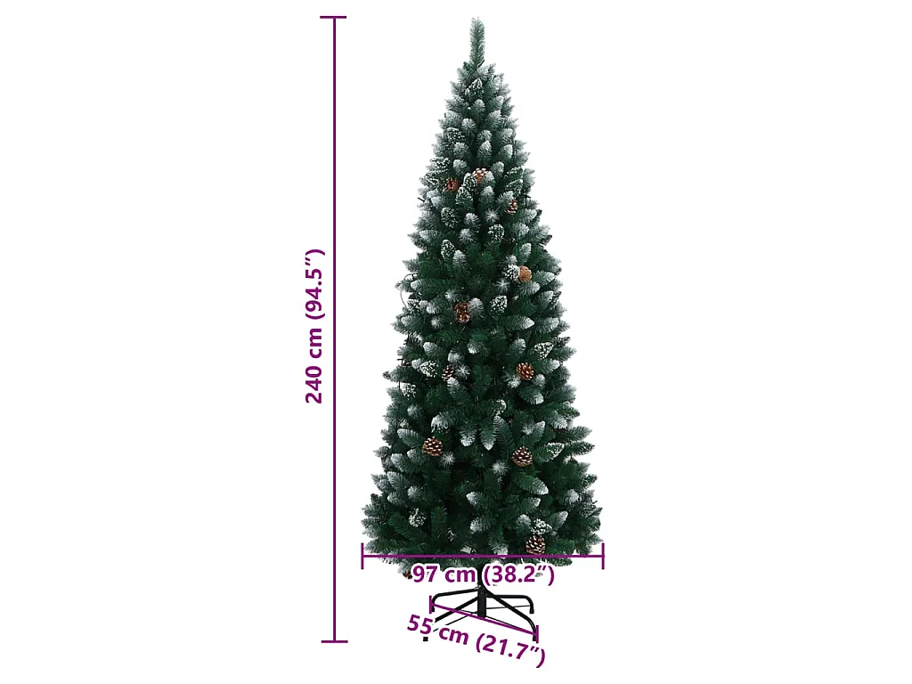 Árvore de Natal artificial com 300 luzes LED 240 cm