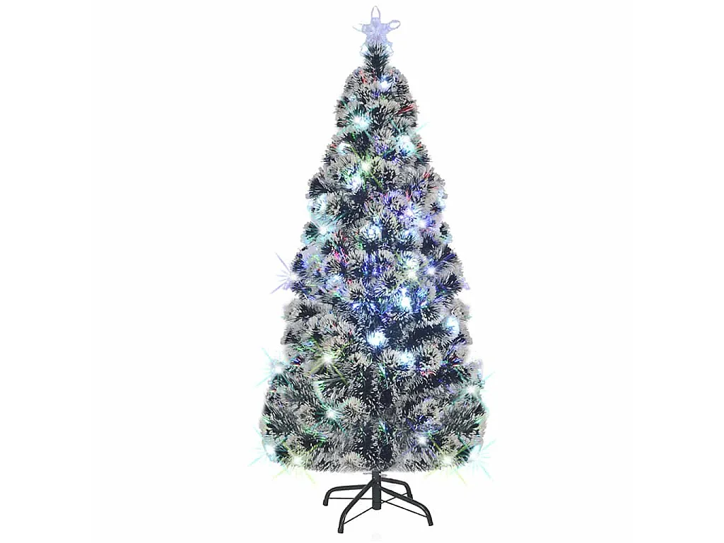 Árbol de Navidad preiluminado con soporte y LED fibra óptica 150 cm