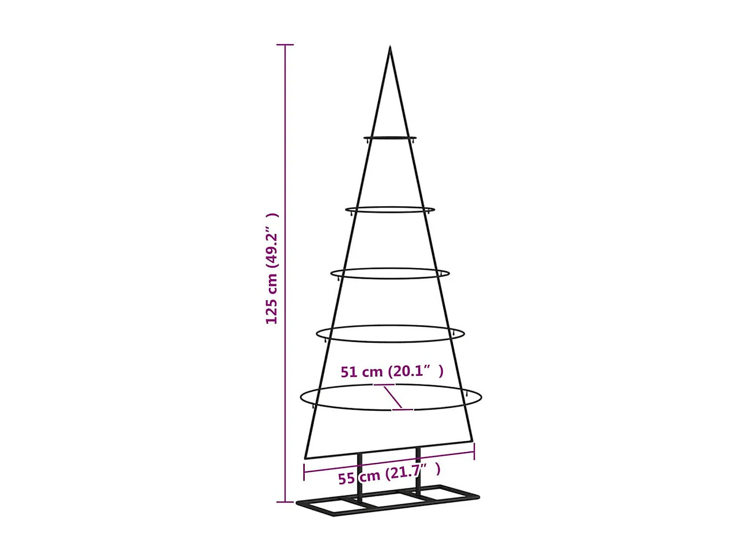 Metall-Weihnachtsbaum für Dekorationen Schwarz 125 cm