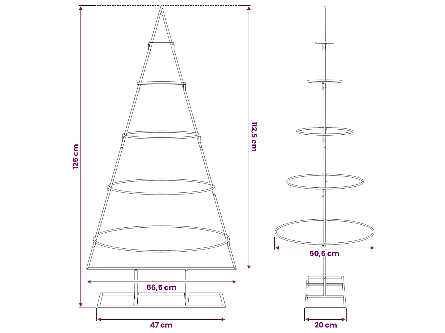 Árvore de Natal para decoração 125 cm metal preto