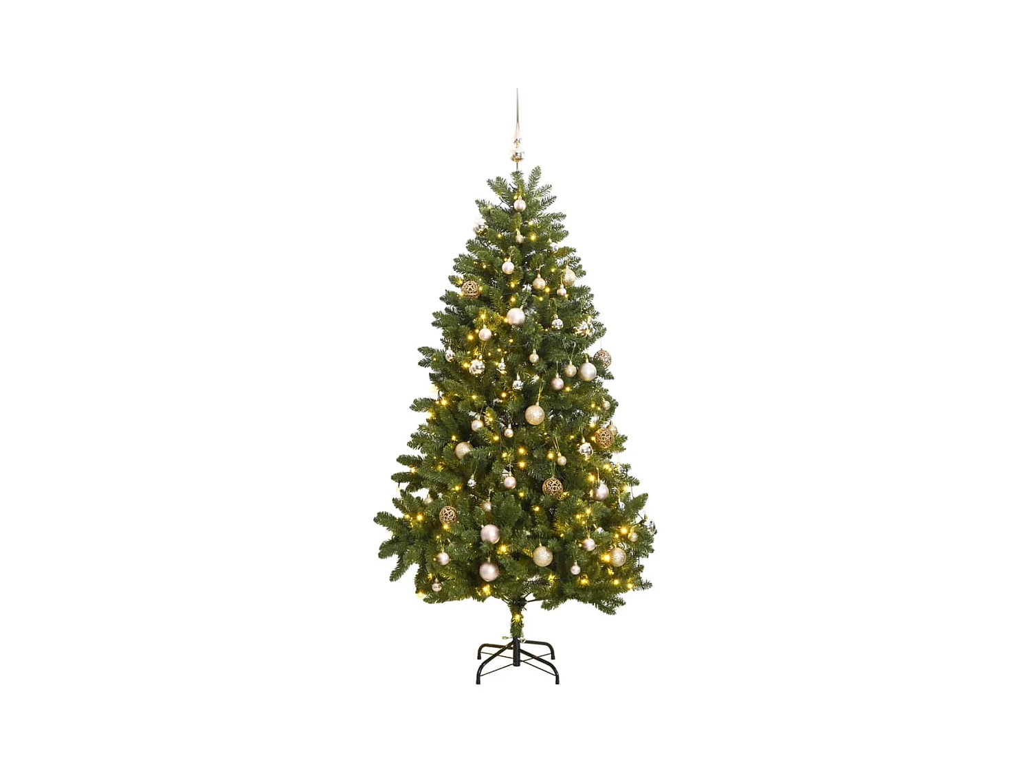 Kunstkerstboom met scharnieren 300 LED's en kerstballen 270 cm