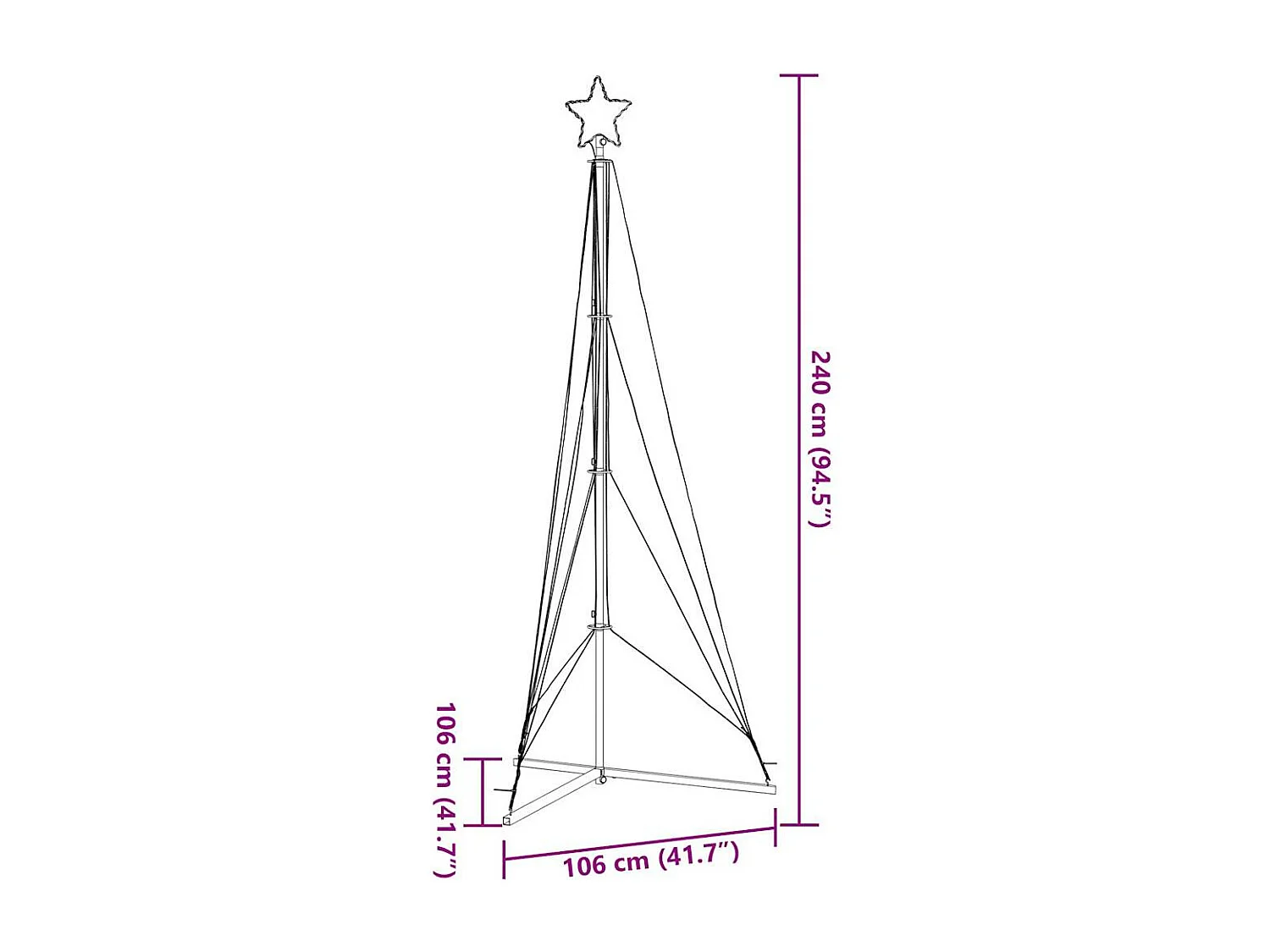 Sapin de Noël à LED 483 LED blanc froid 240 cm