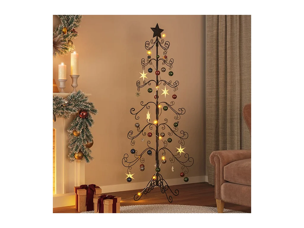 Kerstdecoratie kerstboom 180 cm metaal zwart