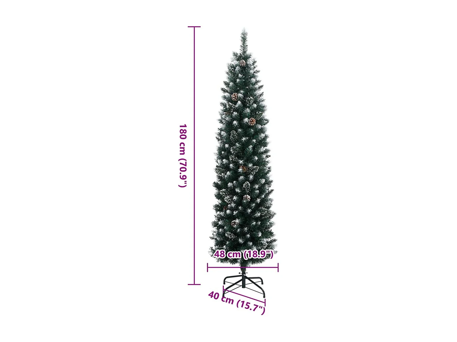 Kunstkerstboom smal met 300 LED's 180 cm