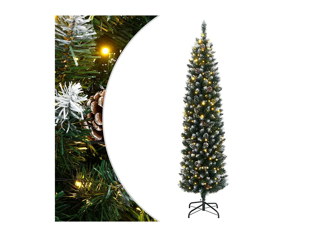 Sapin de Noël artificiel mince 300 LED 180 cm