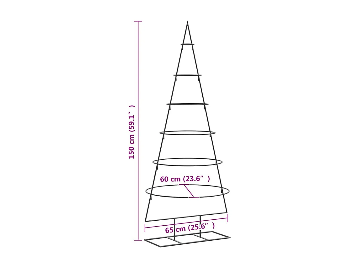 Árbol de Navidad para decoración metal negro 150 cm