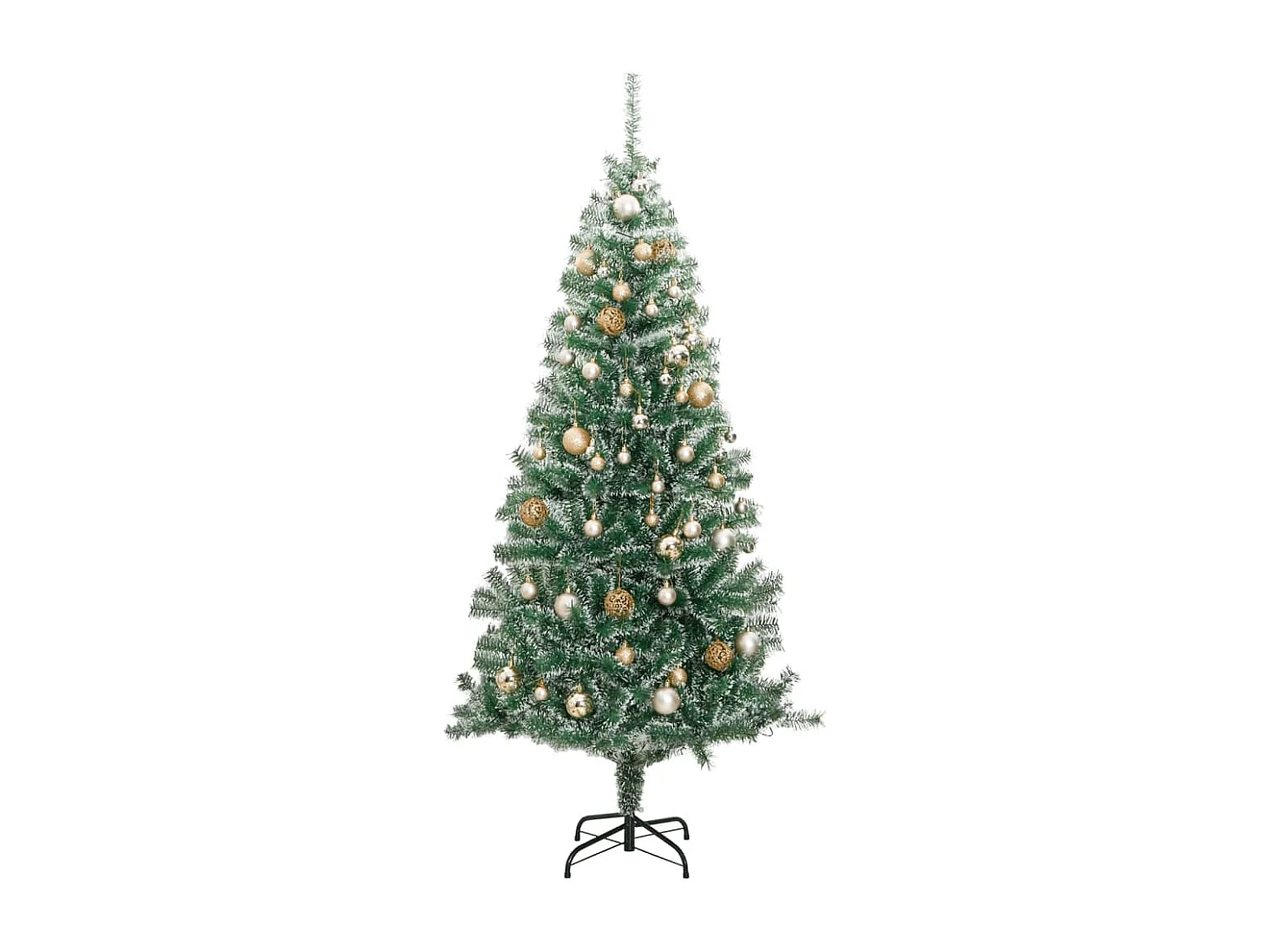 Kunstkerstboom met 300 LED's kerstballen en sneeuw 240 cm