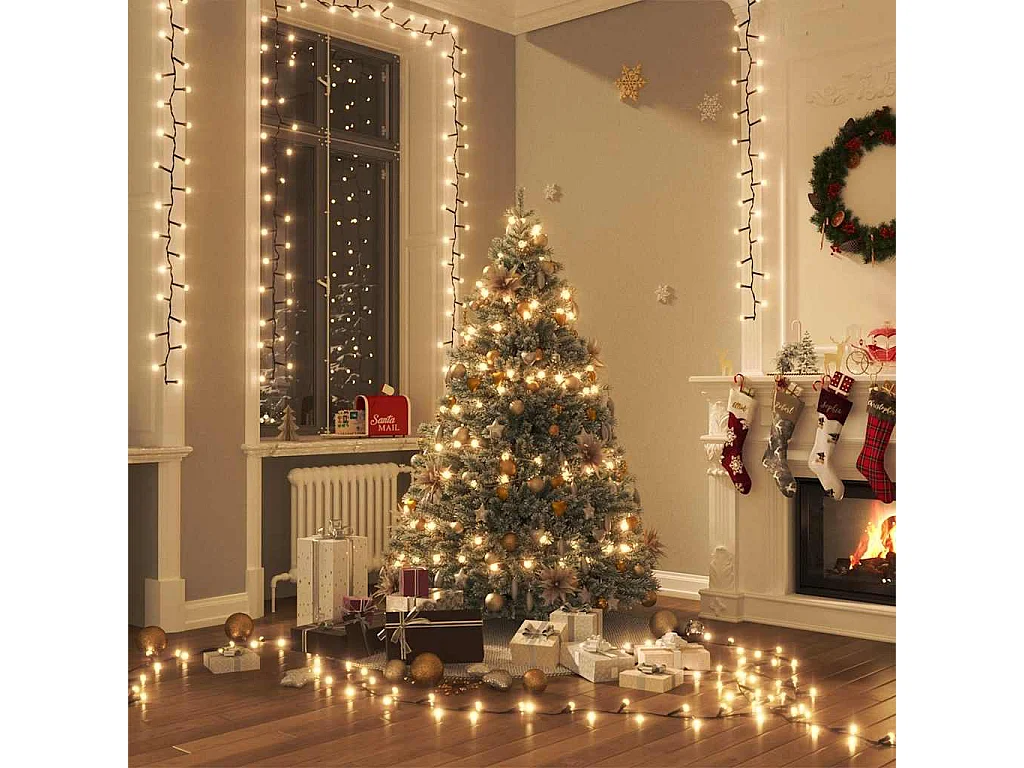 Cordão de luzes compacto 3000 luzes LED 65 m PVC branco quente