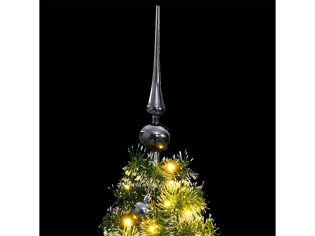 Kunstkerstboom met 150 LED's kerstballen en sneeuw 120 cm