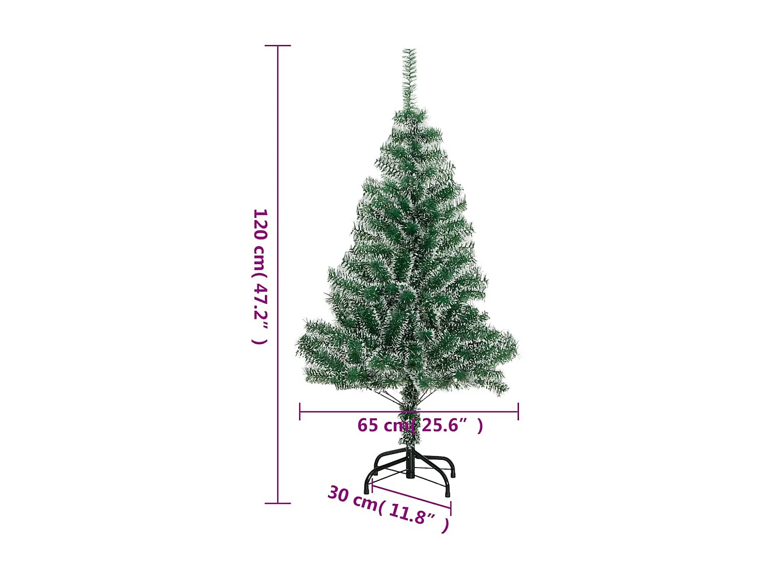Künstlicher Weihnachtsbaum mit Schnee & Kugeln 150 LEDs 120 cm