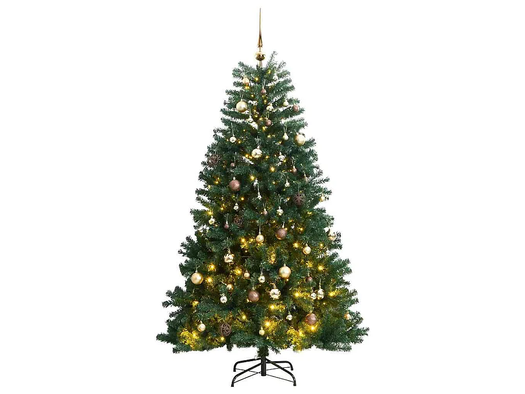 Sapin de Noël artificiel articulé 300 LED et boules 180 cm