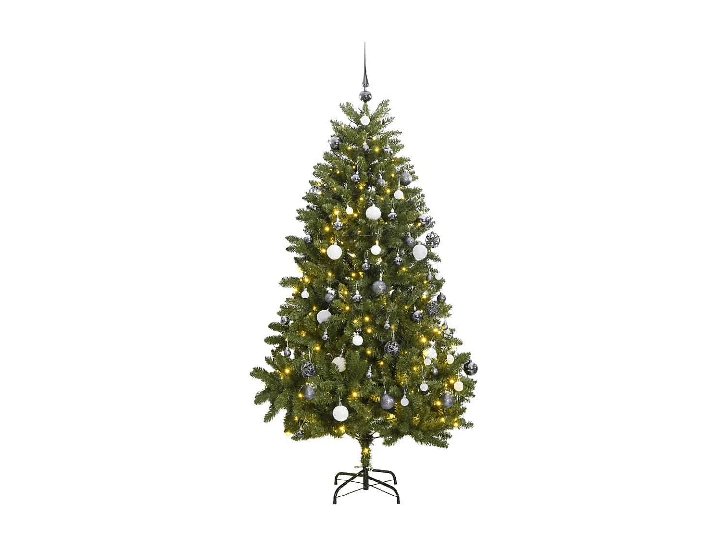 Kunstkerstboom met scharnieren 300 LED's en kerstballen 270 cm