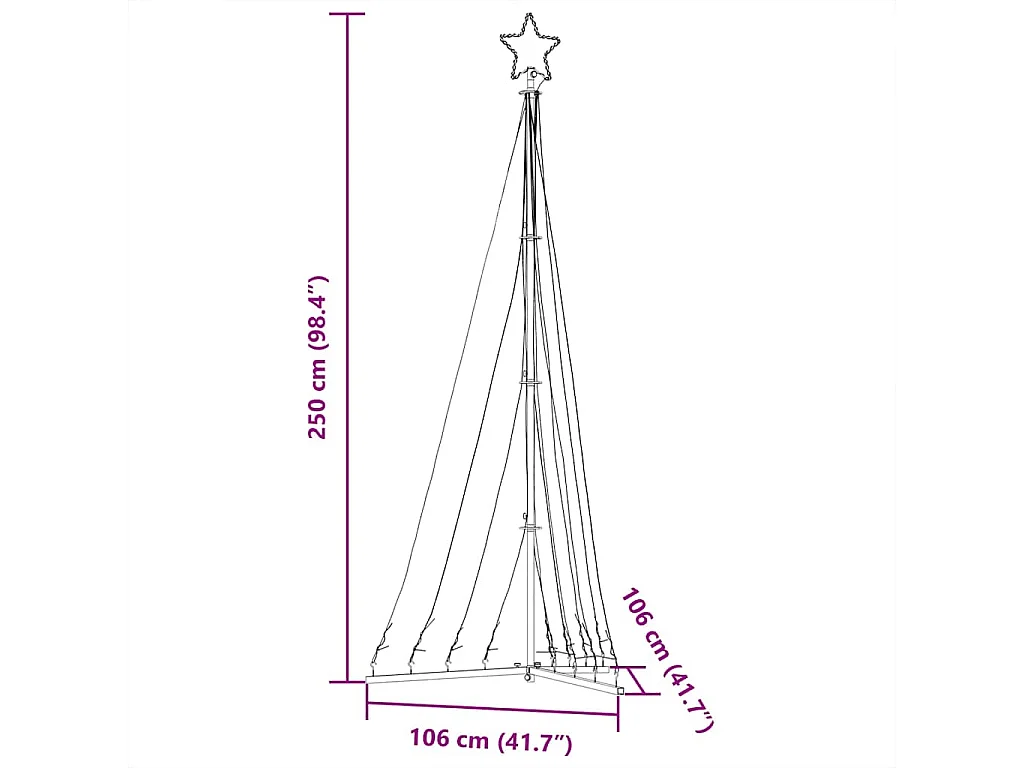 Sapin de Noël à LED 447 LED blanc chaud 250 cm