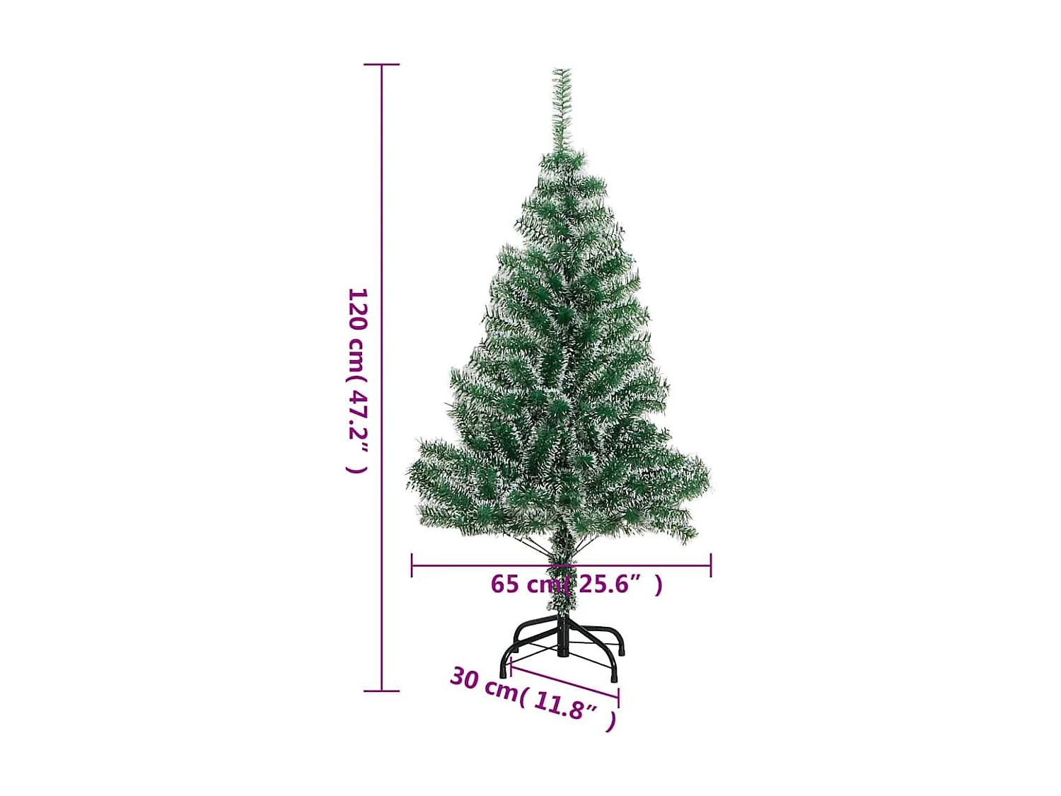 Sapin de Noël artificiel 150 LED&boules&neige floquée 120 cm