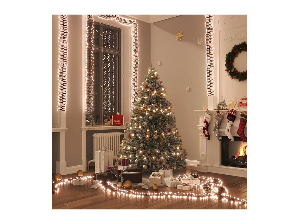 Guirlande lumineuse à LED groupées 400LED Blanc chaud 7,4 m PVC