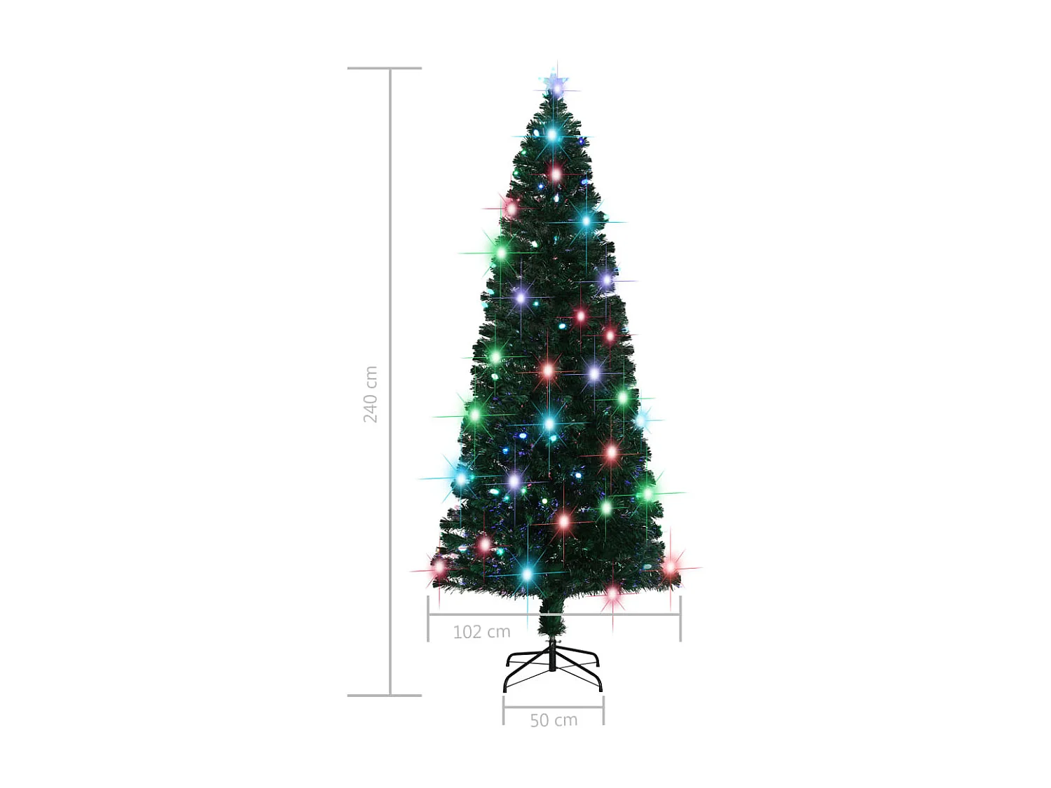 Albero di Natale Preilluminato con Supporto 240 cm Fibra Ottica