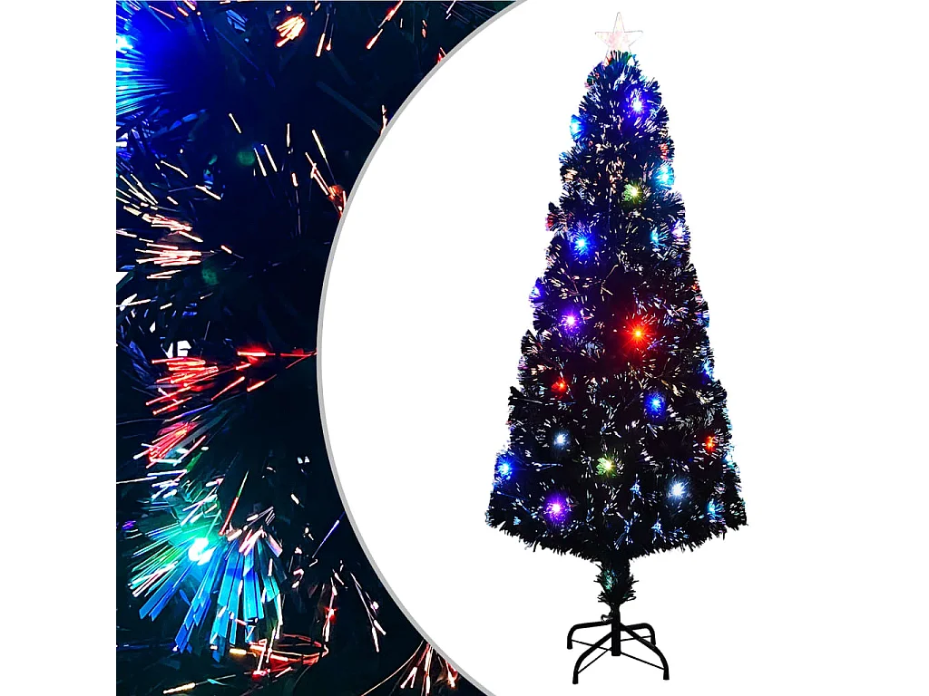 Árbol de Navidad preiluminado con soporte y LED fibra óptica 240 cm