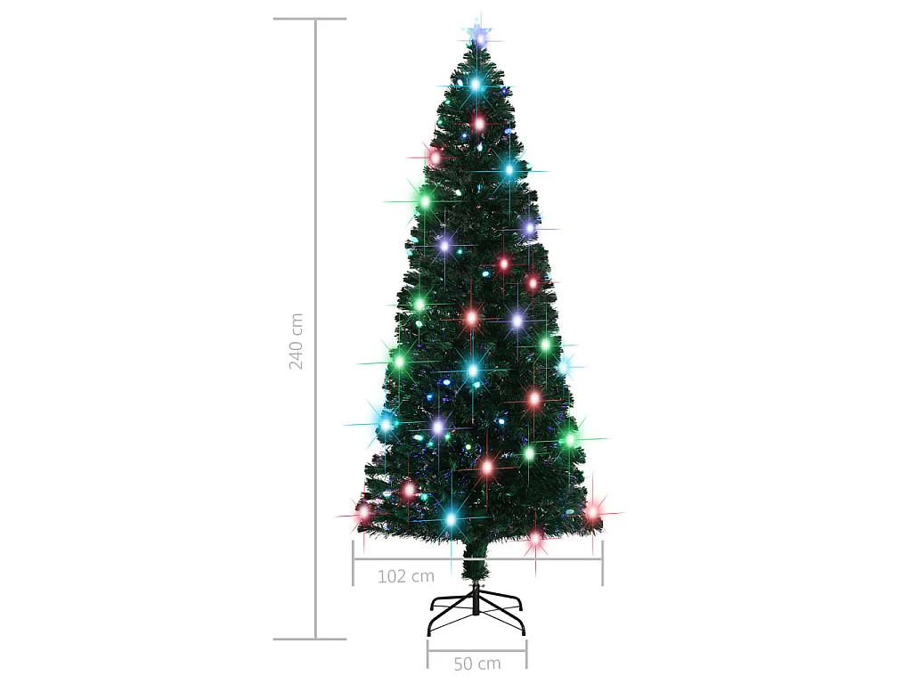 Árbol de Navidad preiluminado con soporte y LED fibra óptica 240 cm
