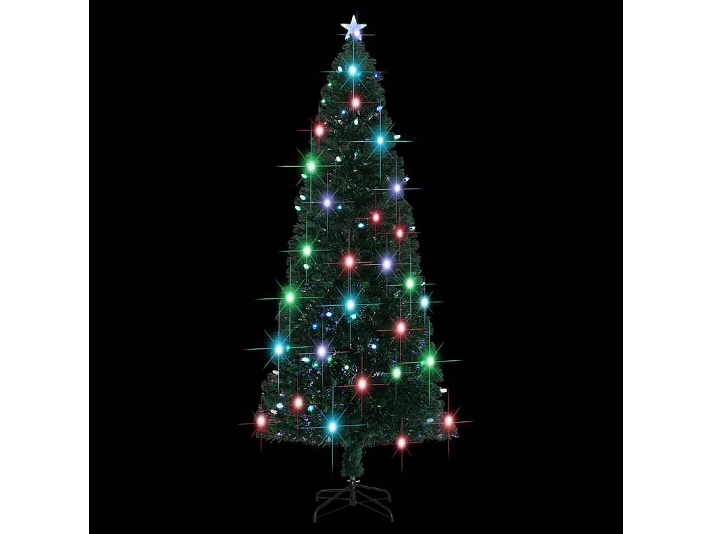 Árbol de Navidad preiluminado con soporte y LED fibra óptica 240 cm
