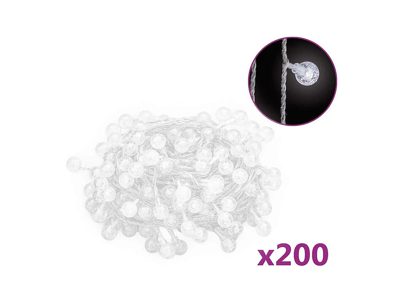 Guirlande lumineuse Globe 20 m 200 LED Blanc froid 8 fonctions