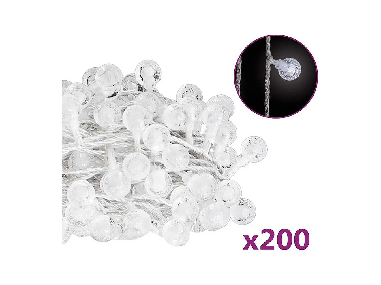 Guirlande lumineuse Globe 20 m 200 LED Blanc froid 8 fonctions