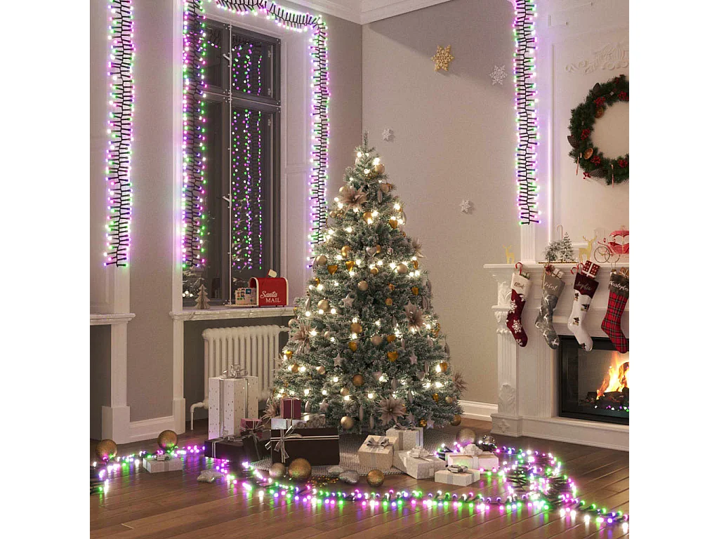 Guirlande à LED groupées 400 LED Multicolore pastel 7,4 m PVC