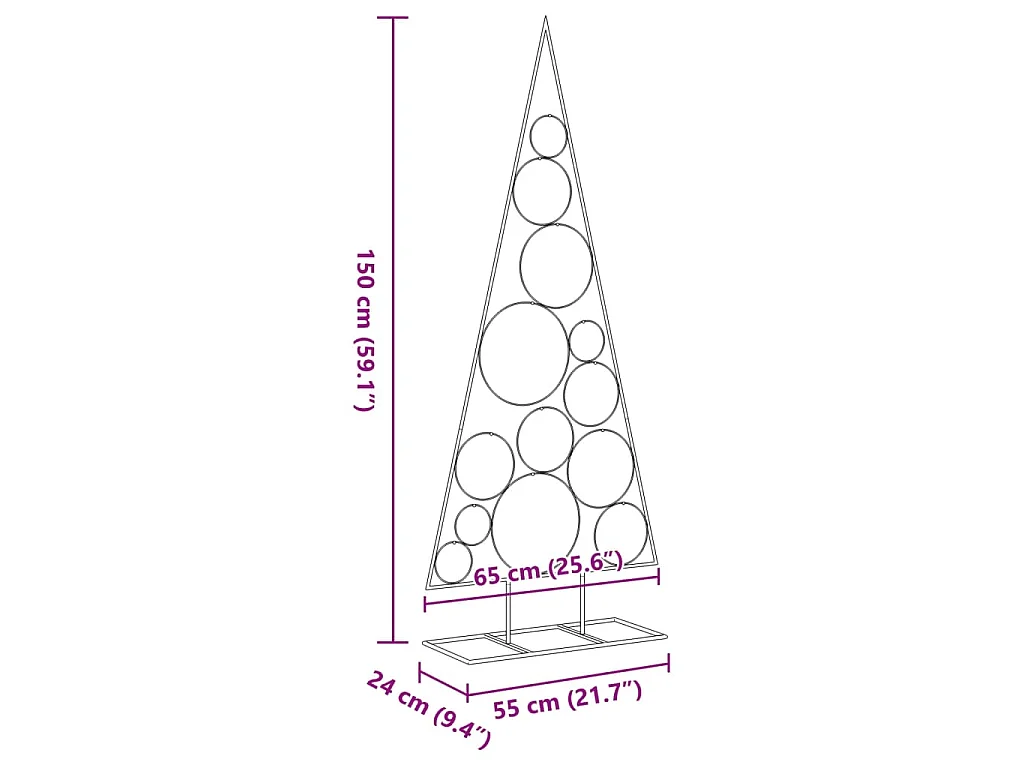 Kerstdecoratie kerstboom 150 cm metaal zwart