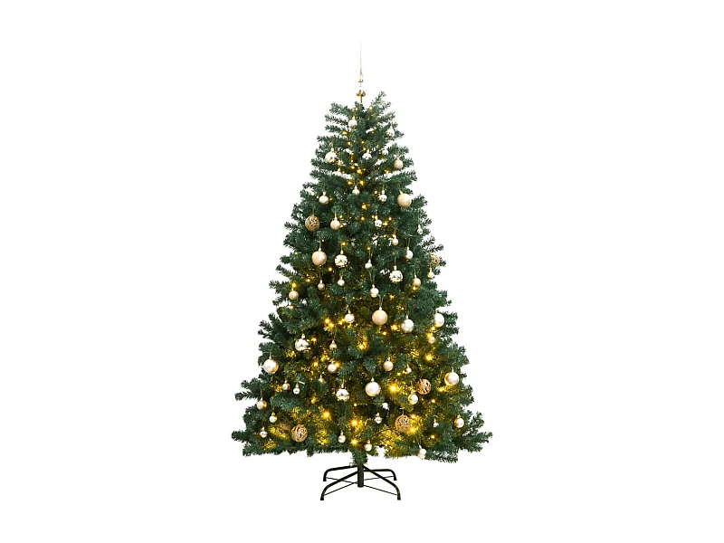 Sapin de Noël artificiel articulé 300 LED et boules 210 cm