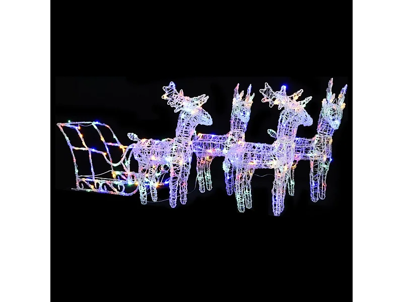 Weihnachtsdekoration Rentiere & Schlitten 280x28x55 cm Acryl