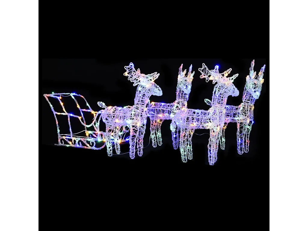 Weihnachtsdekoration Rentiere & Schlitten 280x28x55 cm Acryl