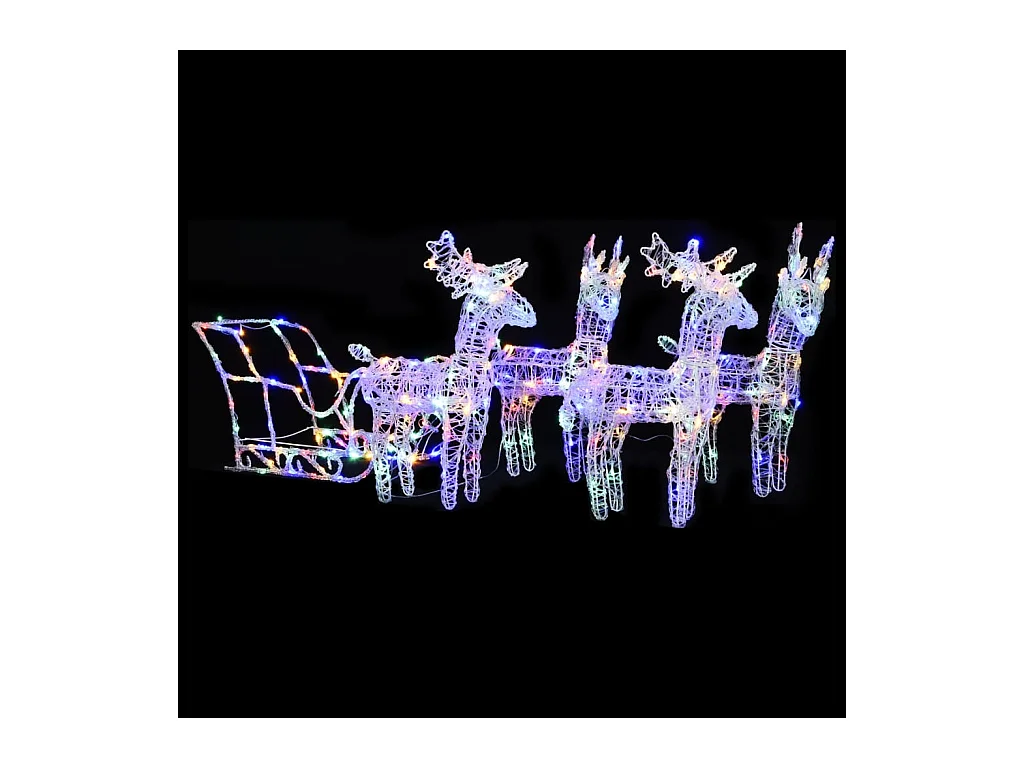 Décoration de Noël Rennes et traîneau 280x28x55 cm Acrylique