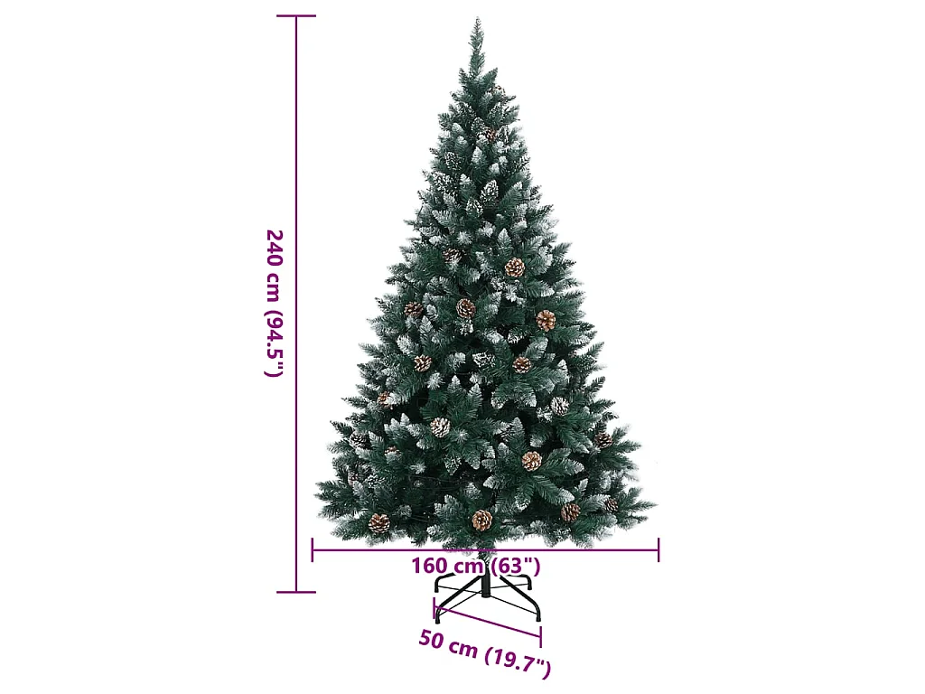 Árvore de Natal artificial com 300 luzes LED 240 cm